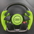 Volant Audi S Carbone Flat-Bottom – Cuir Perforé Vert